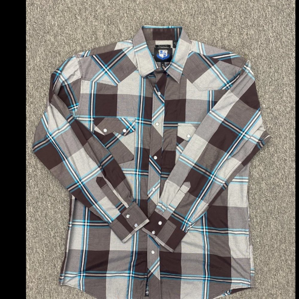 RU Resistol Mens University Fit Long Sleeve Western Pearl Snap Shirt X- Large